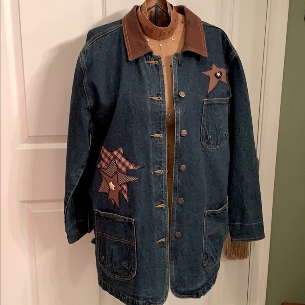 NWT folk art jean jacket